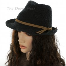 APT. 9 Mujer&apos;s BURN OUT Design FEDORA BLACK HAT Faux Suede TAN BAND Trilby Hat 888472875469 eb-89529635